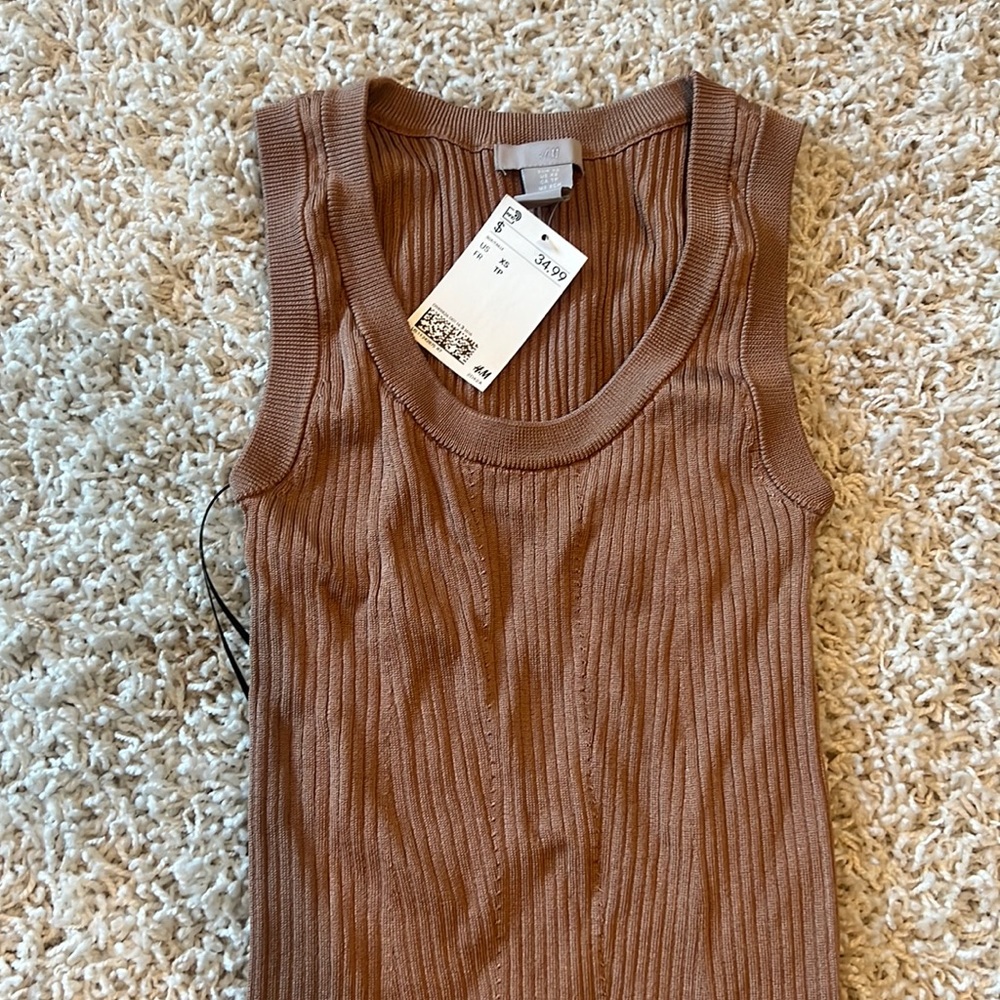H&M Brown ribbed bodycon midi dress